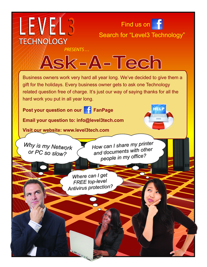 Level 3 Technology flier advertising Ask A Tech services