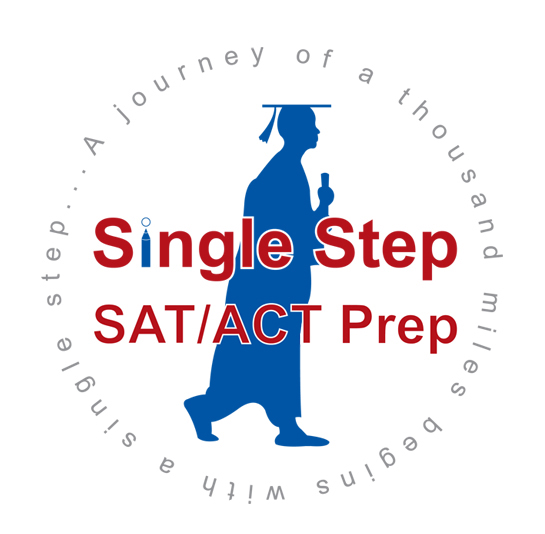 Single Step SAT Prep Logo stating a journey of a thousand miles begins with a single step