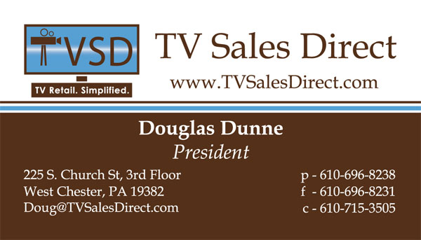 Brown and blue themed TVSD business card