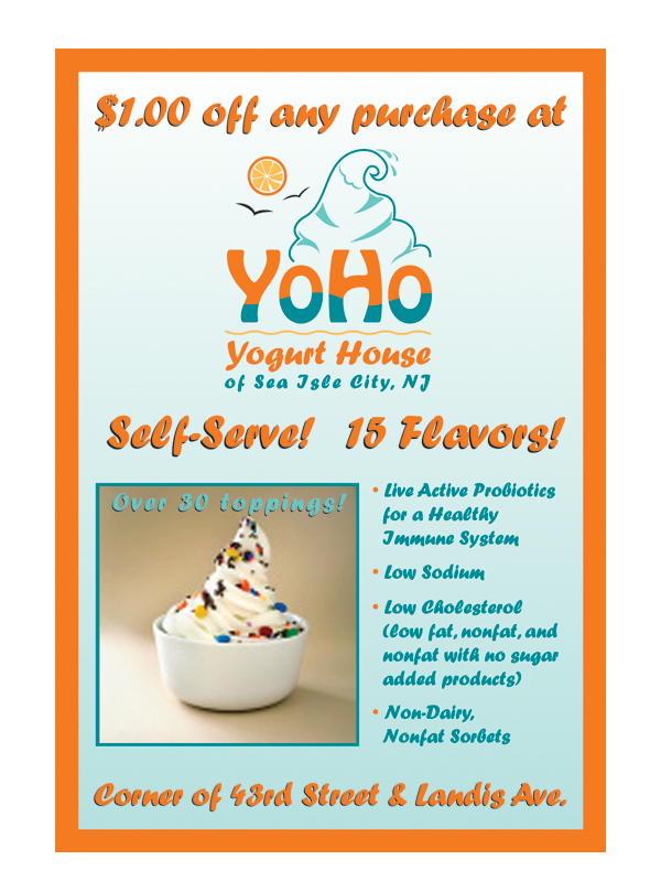 YoHo Yogurt House orange-themed promotional flier